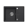 Quadron TONY 116 GraniteQ zlewozmywak granitowy black dotted (czarny) 1-komorowy z/o (60x45x18,5), z syfonem i zaślepką stal szlachetna HTO6045CZK